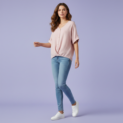 Elegant V-Neck Long Sleeve Blouse | Women's Fashion Top