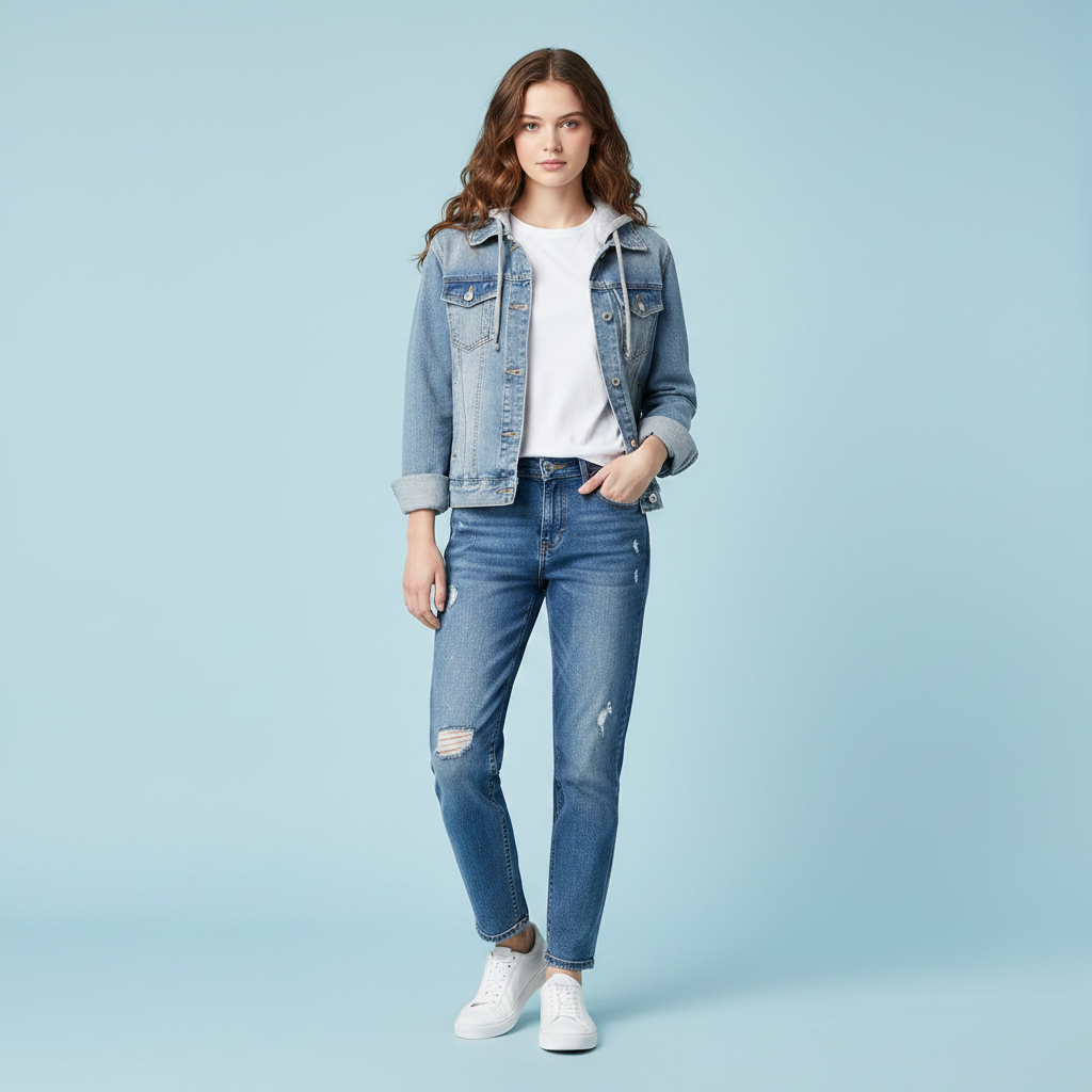 Denim Jacket with Removable Hood | Women's Jacket
